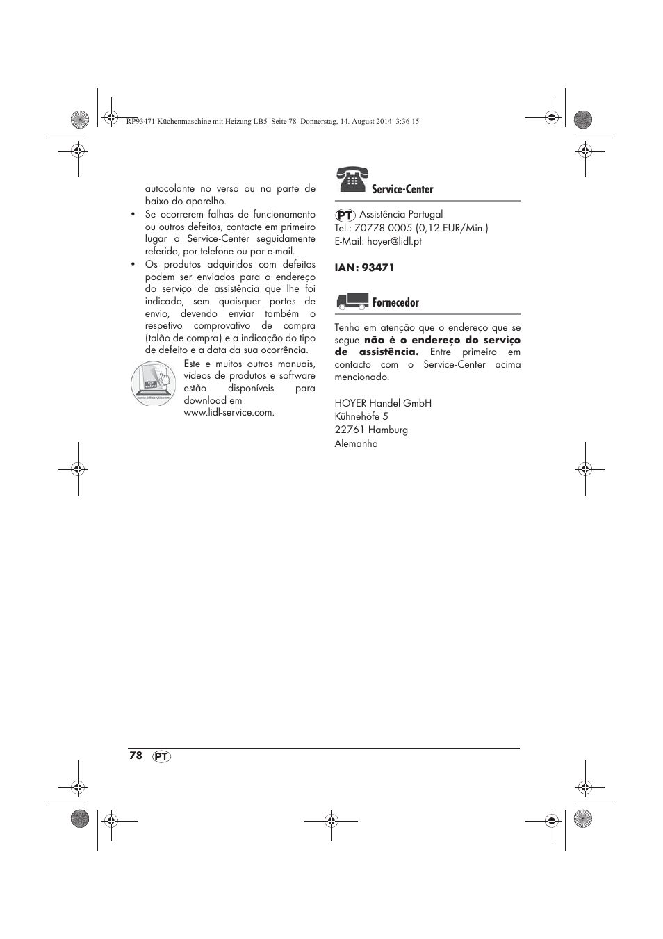 Service-center, Fornecedor | Silvercrest SKMH 1100 A1 User Manual | Page 80 / 130
