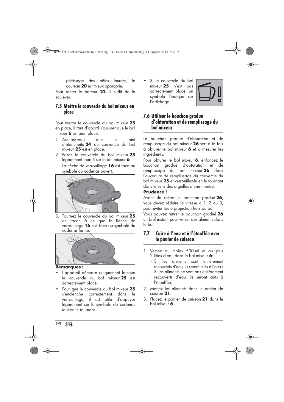 5 mettre le couvercle du bol mixeur en place | Silvercrest SKMH 1100 A1 User Manual | Page 16 / 106