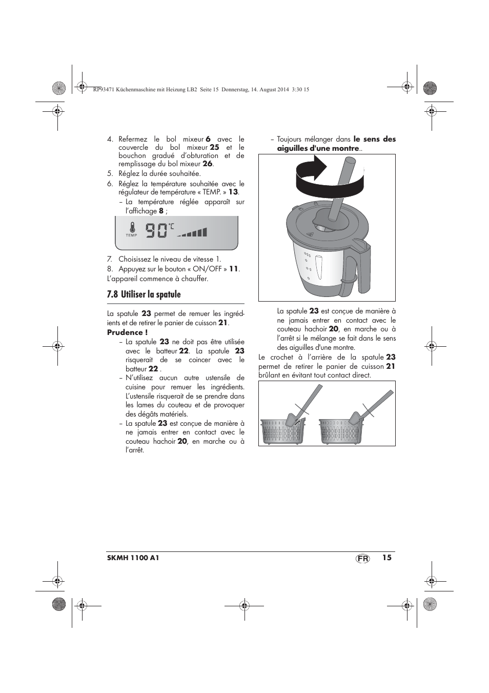 8 utiliser la spatule | Silvercrest SKMH 1100 A1 User Manual | Page 17 / 106
