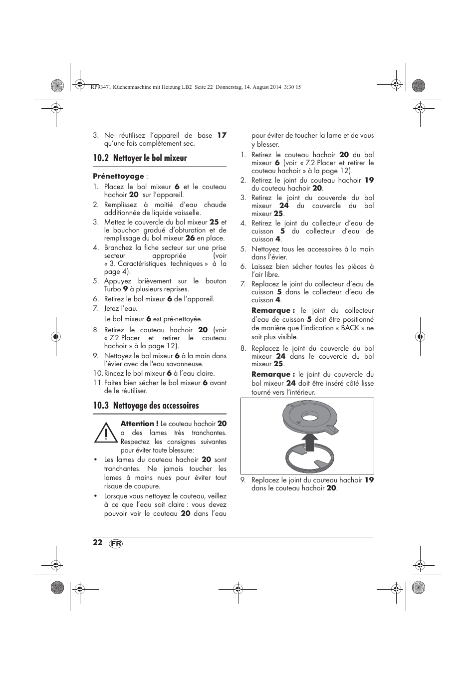 2 nettoyer le bol mixeur, 3 nettoyage des accessoires | Silvercrest SKMH 1100 A1 User Manual | Page 24 / 106