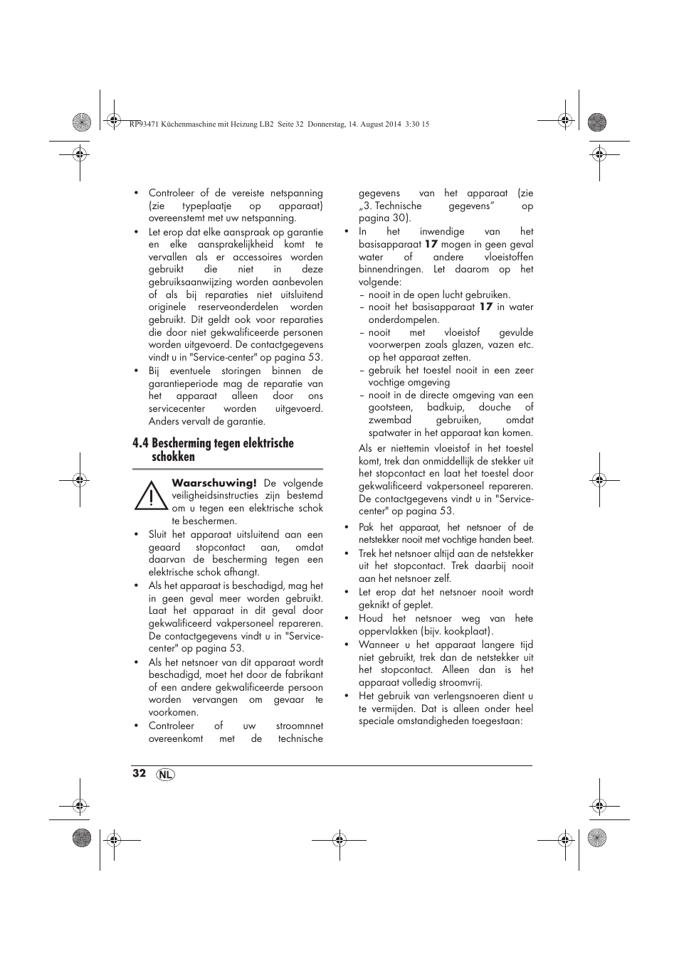 4 bescherming tegen elektrische schokken | Silvercrest SKMH 1100 A1 User Manual | Page 34 / 106