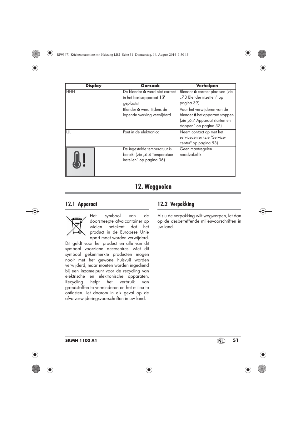 Weggooien, 1 apparaat, 2 verpakking | Silvercrest SKMH 1100 A1 User Manual | Page 53 / 106