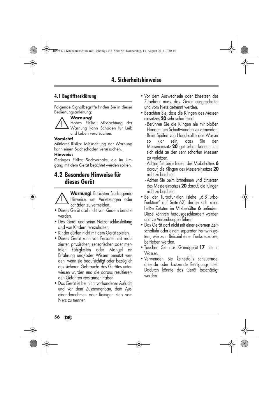 2 besondere hinweise für dieses gerät, Sicherheitshinweise | Silvercrest SKMH 1100 A1 User Manual | Page 58 / 106