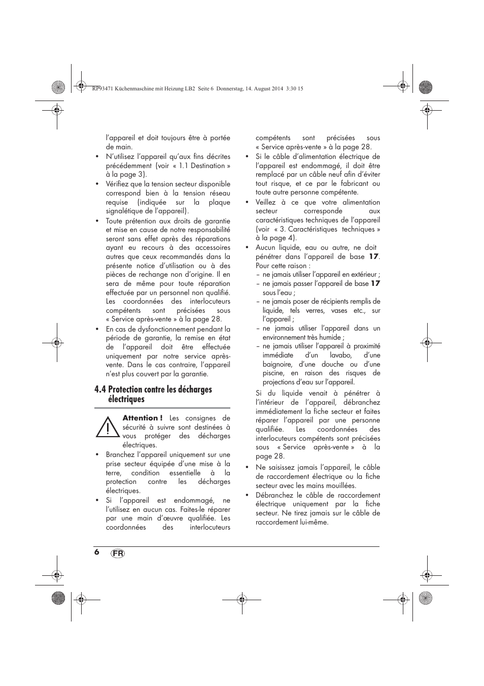 4 protection contre les décharges électriques | Silvercrest SKMH 1100 A1 User Manual | Page 8 / 106