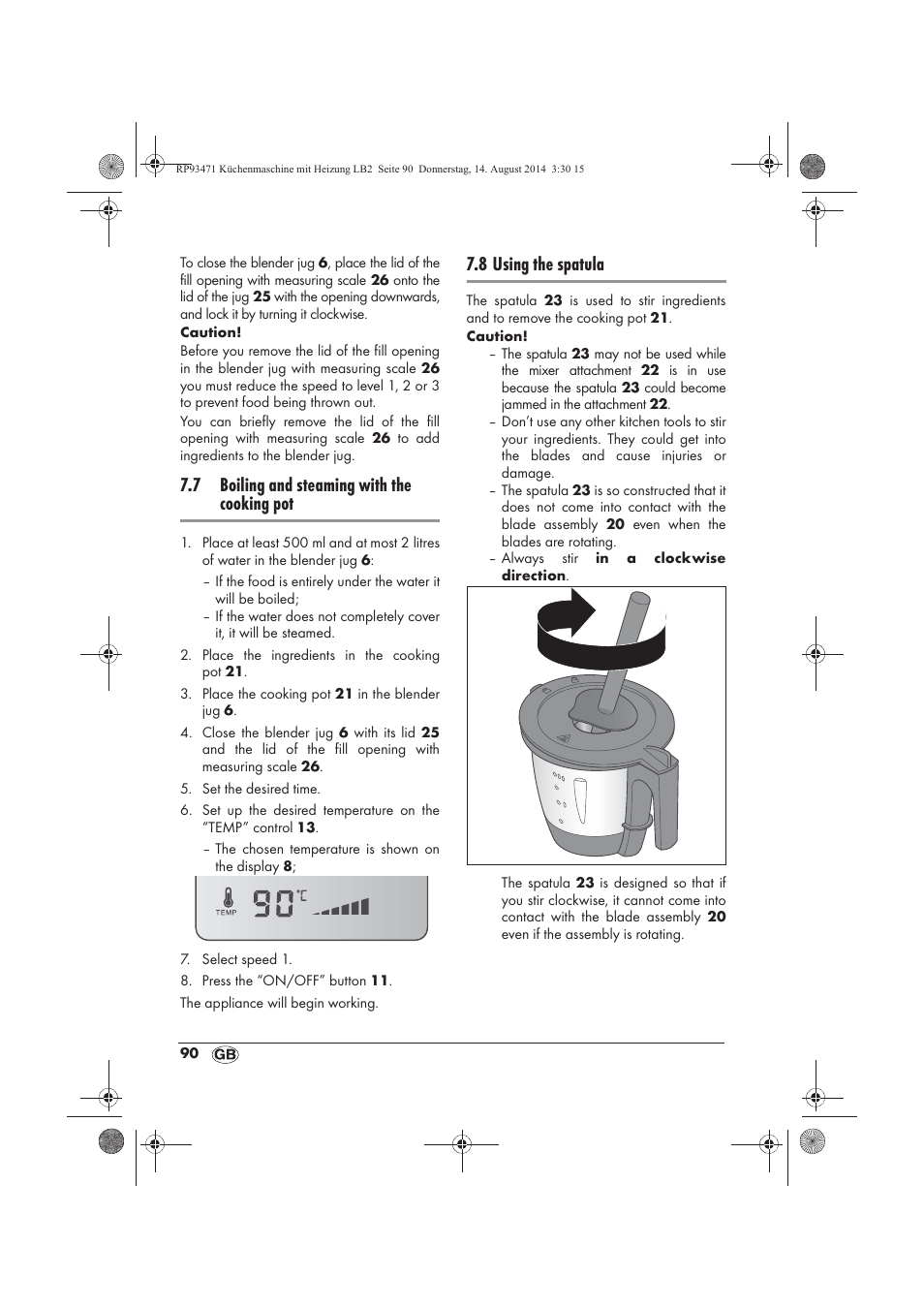 7 boiling and steaming with the cooking pot, 8 using the spatula | Silvercrest SKMH 1100 A1 User Manual | Page 92 / 106