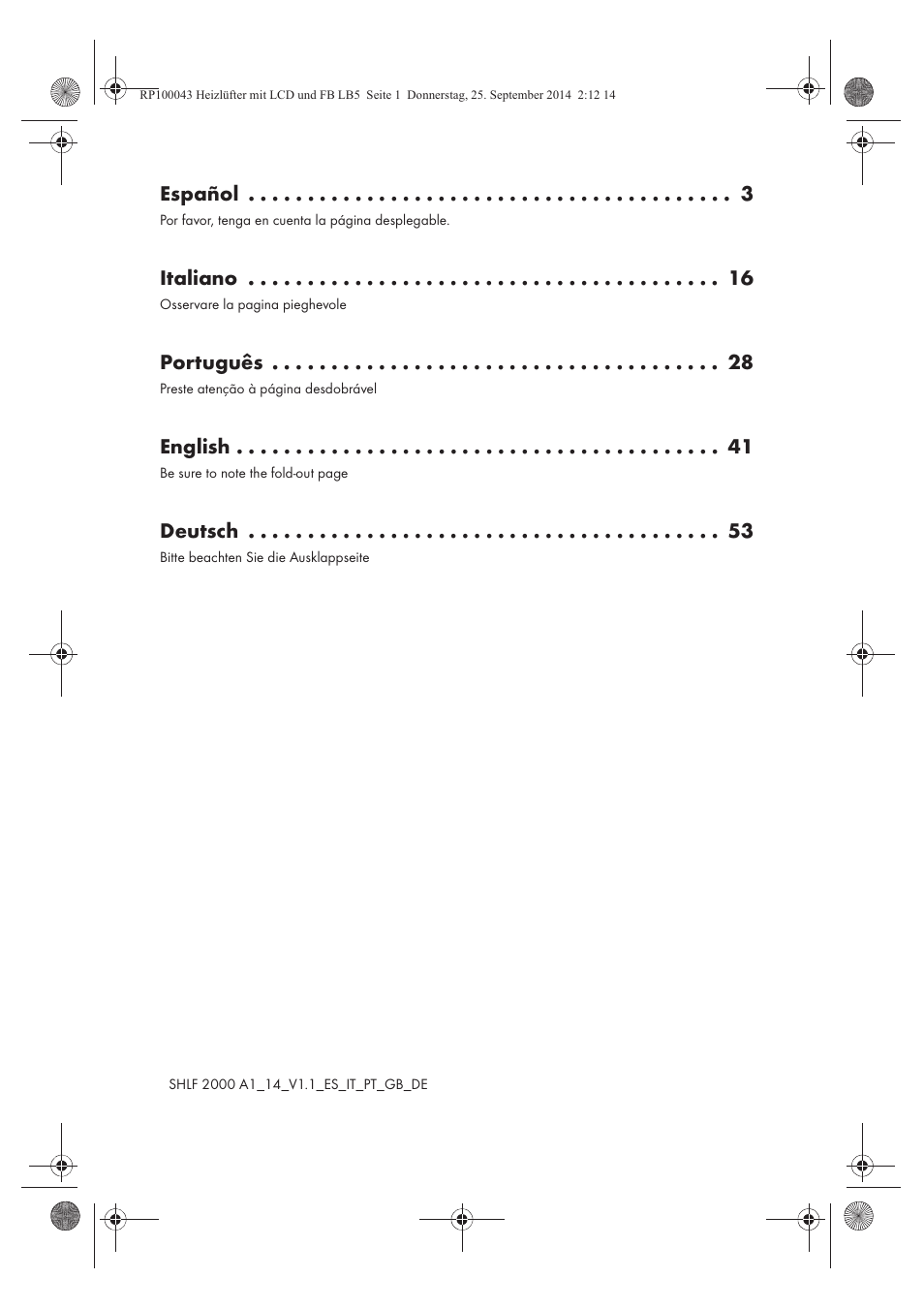 Español, Italiano, Português | English, Deutsch | Silvercrest SHLF 2000 B1 User Manual | Page 2 / 70