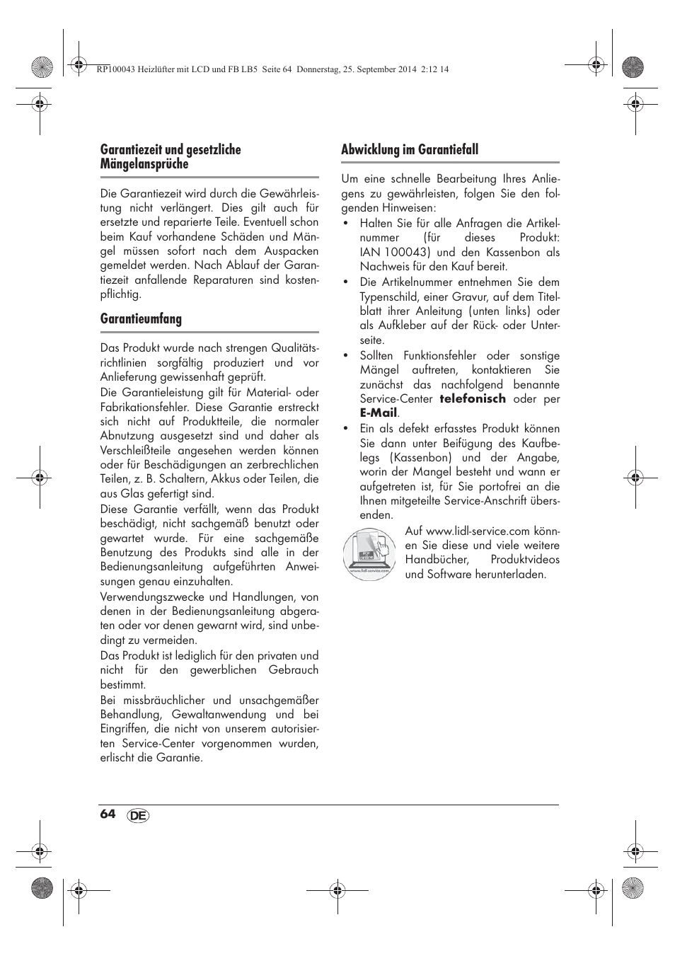 Silvercrest SHLF 2000 B1 User Manual | Page 66 / 70
