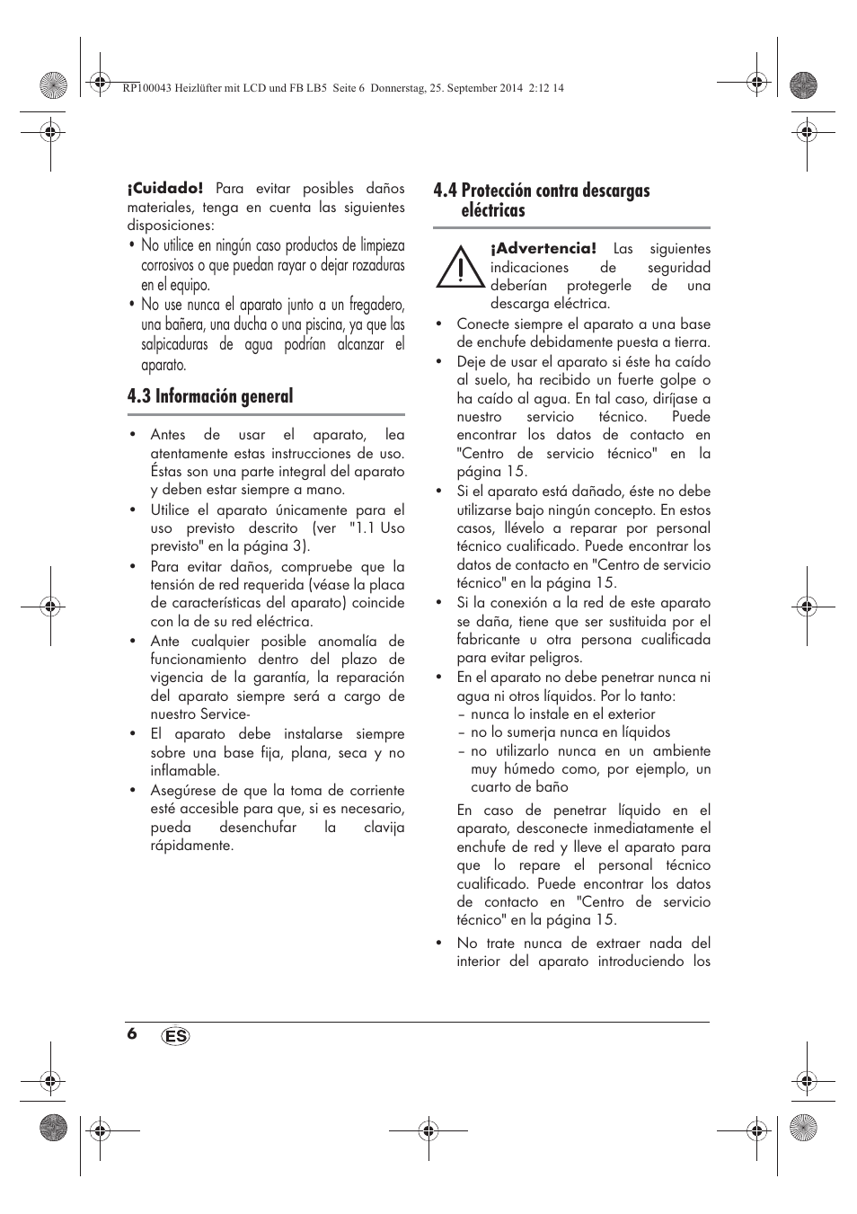 3 información general, 4 protección contra descargas eléctricas | Silvercrest SHLF 2000 B1 User Manual | Page 8 / 70