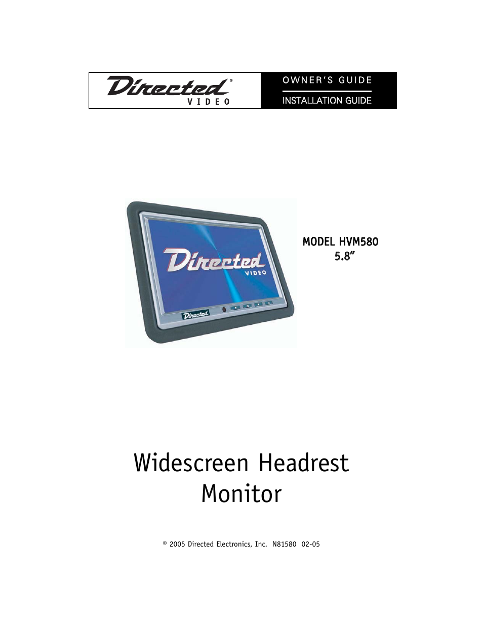 Directed Video HVM580 User Manual | 16 pages