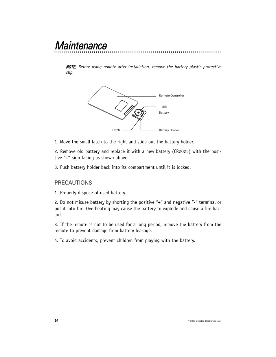 Mmaaiinntteennaannccee | Directed Video HVM580 User Manual | Page 14 / 16