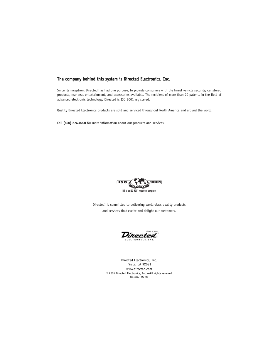 Directed Video HVM580 User Manual | Page 16 / 16