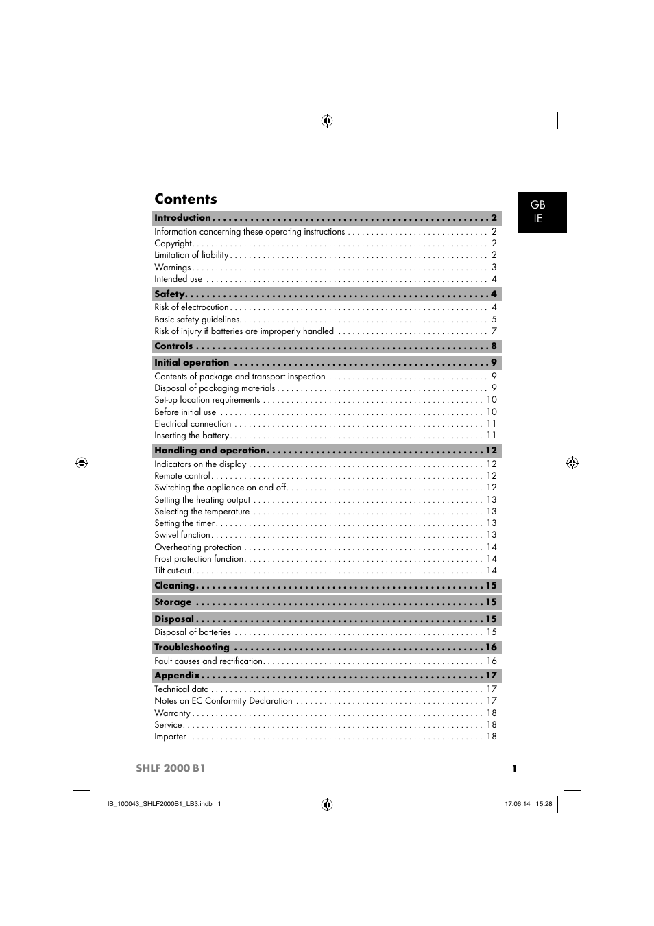 Silvercrest SHLF 2000 B1 User Manual | Page 4 / 76