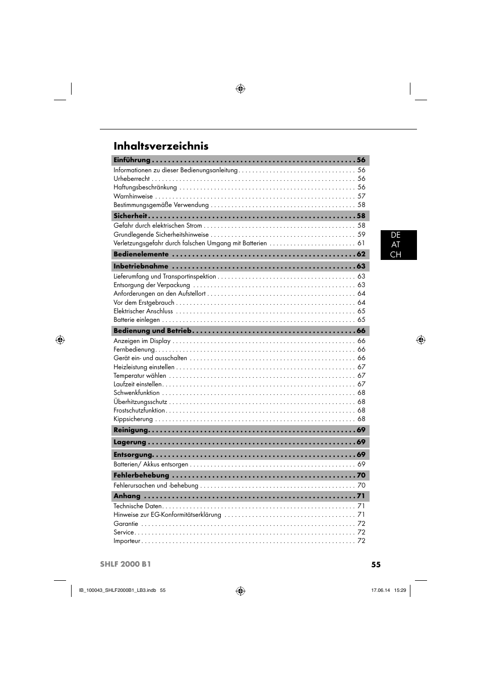 Silvercrest SHLF 2000 B1 User Manual | Page 58 / 76