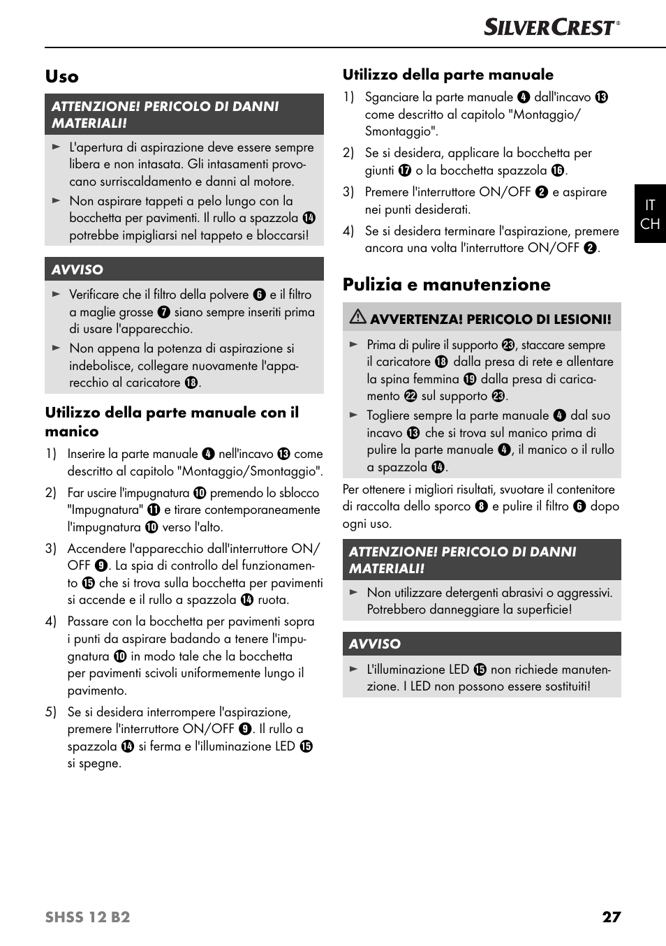 Pulizia e manutenzione | Silvercrest SHSS 12 B2 User Manual | Page 30 / 44