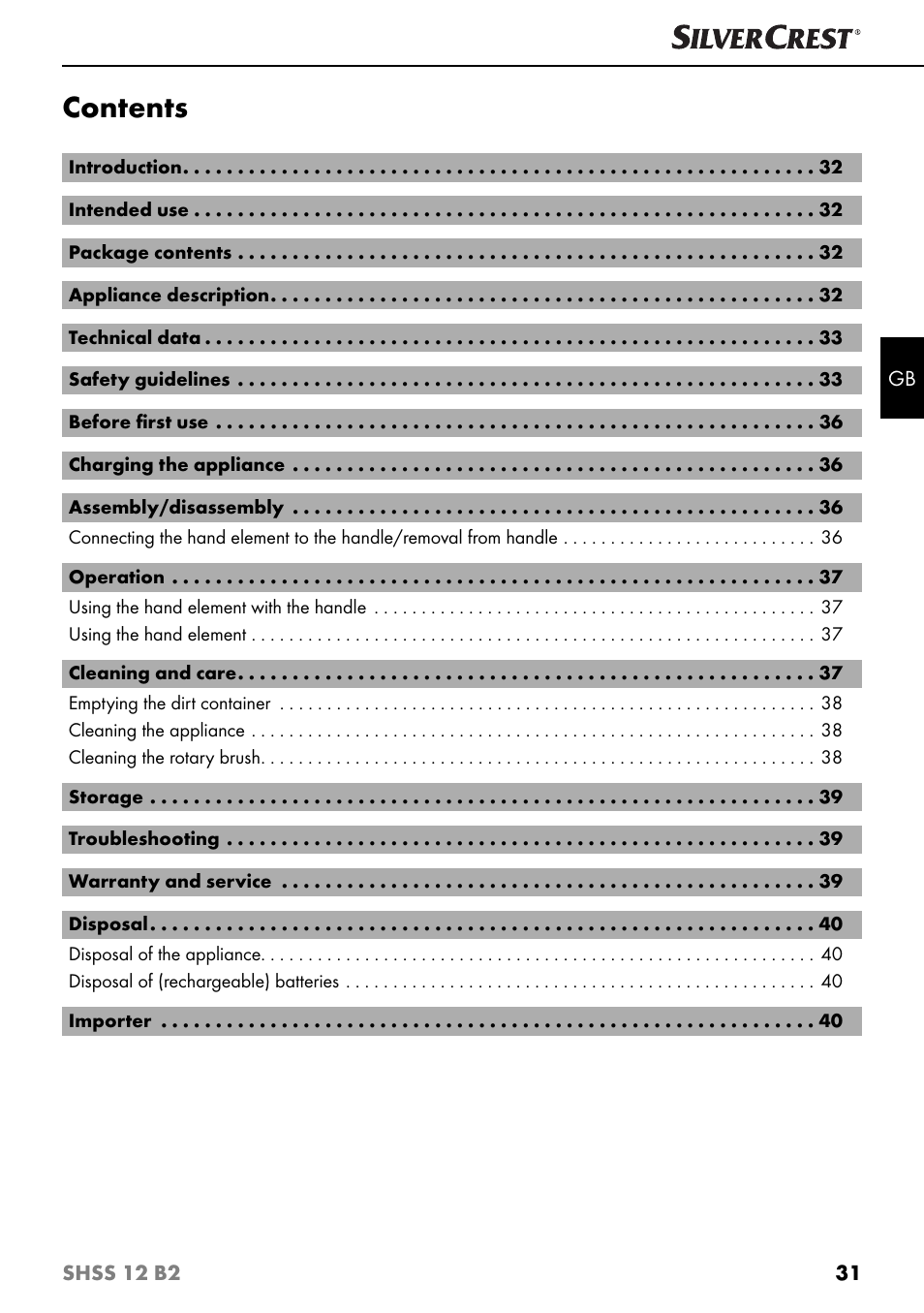 Silvercrest SHSS 12 B2 User Manual | Page 34 / 44