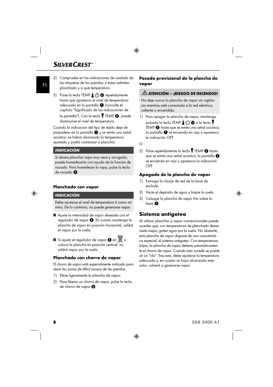 Sistema antigoteo | Silvercrest SDB 2400 A1 User Manual | Page 11 / 63