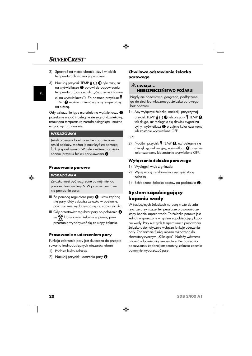 System zapobiegający kapaniu wody | Silvercrest SDB 2400 A1 User Manual | Page 23 / 63