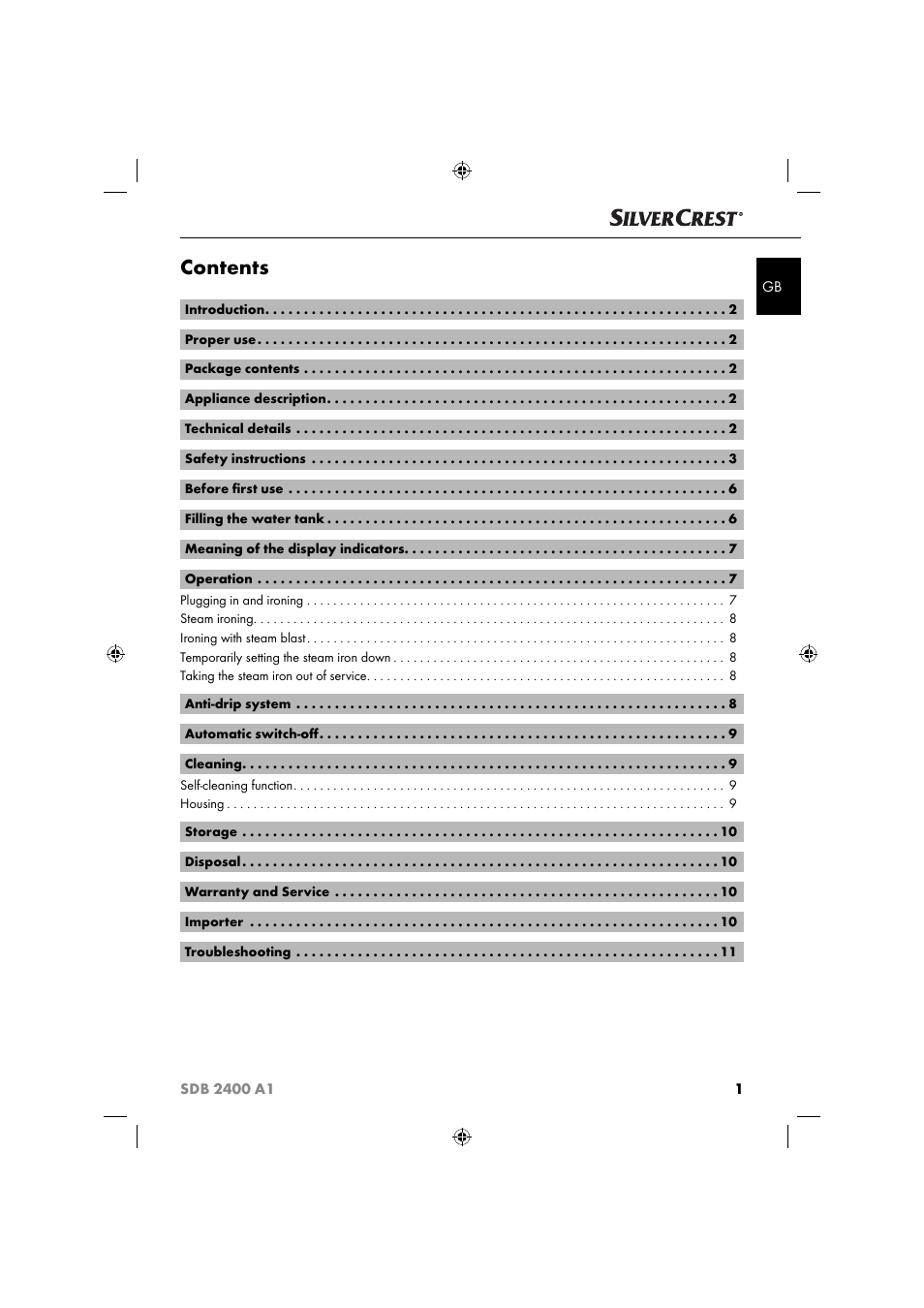 Silvercrest SDB 2400 A1 User Manual | Page 4 / 63