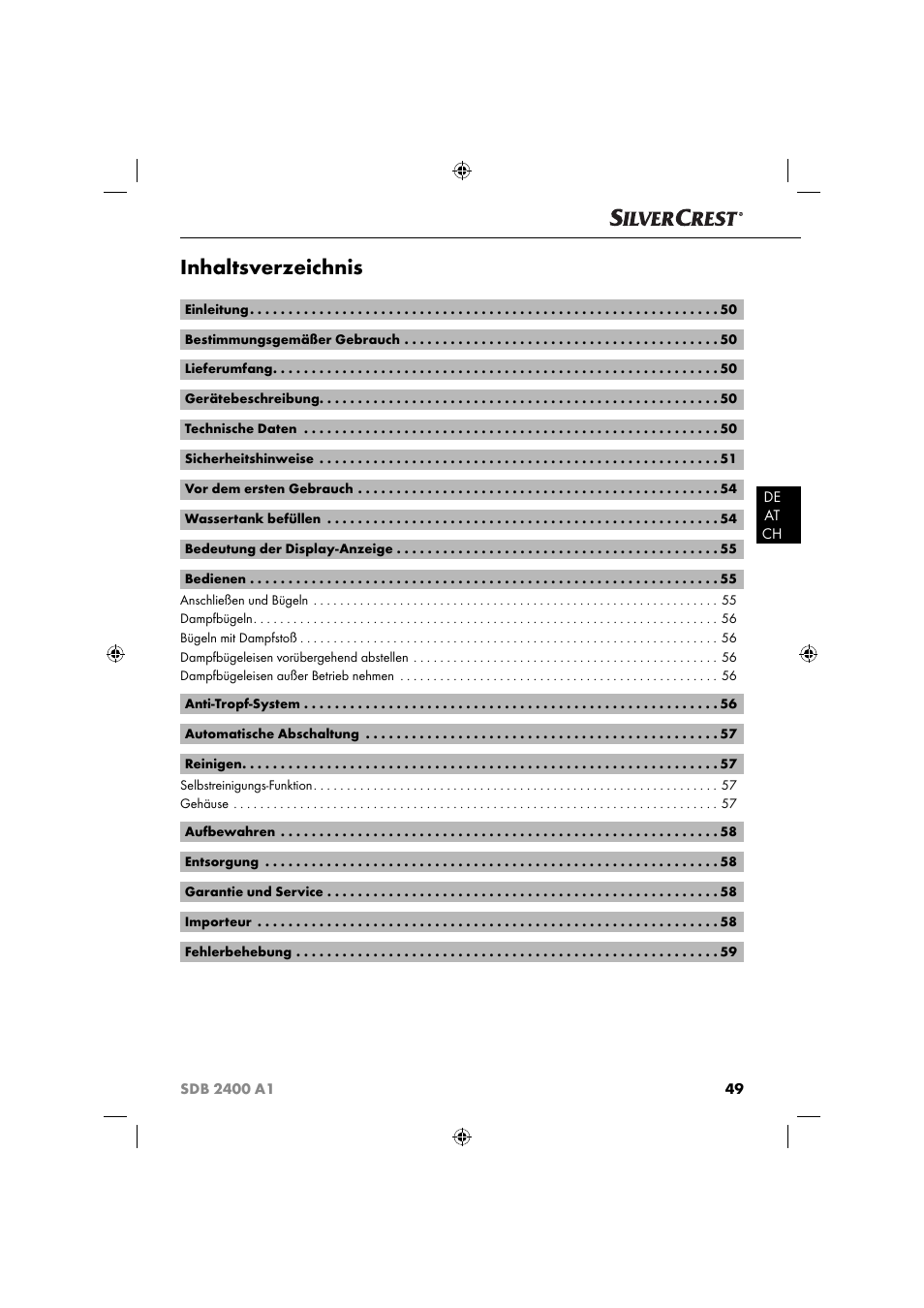 Silvercrest SDB 2400 A1 User Manual | Page 52 / 63
