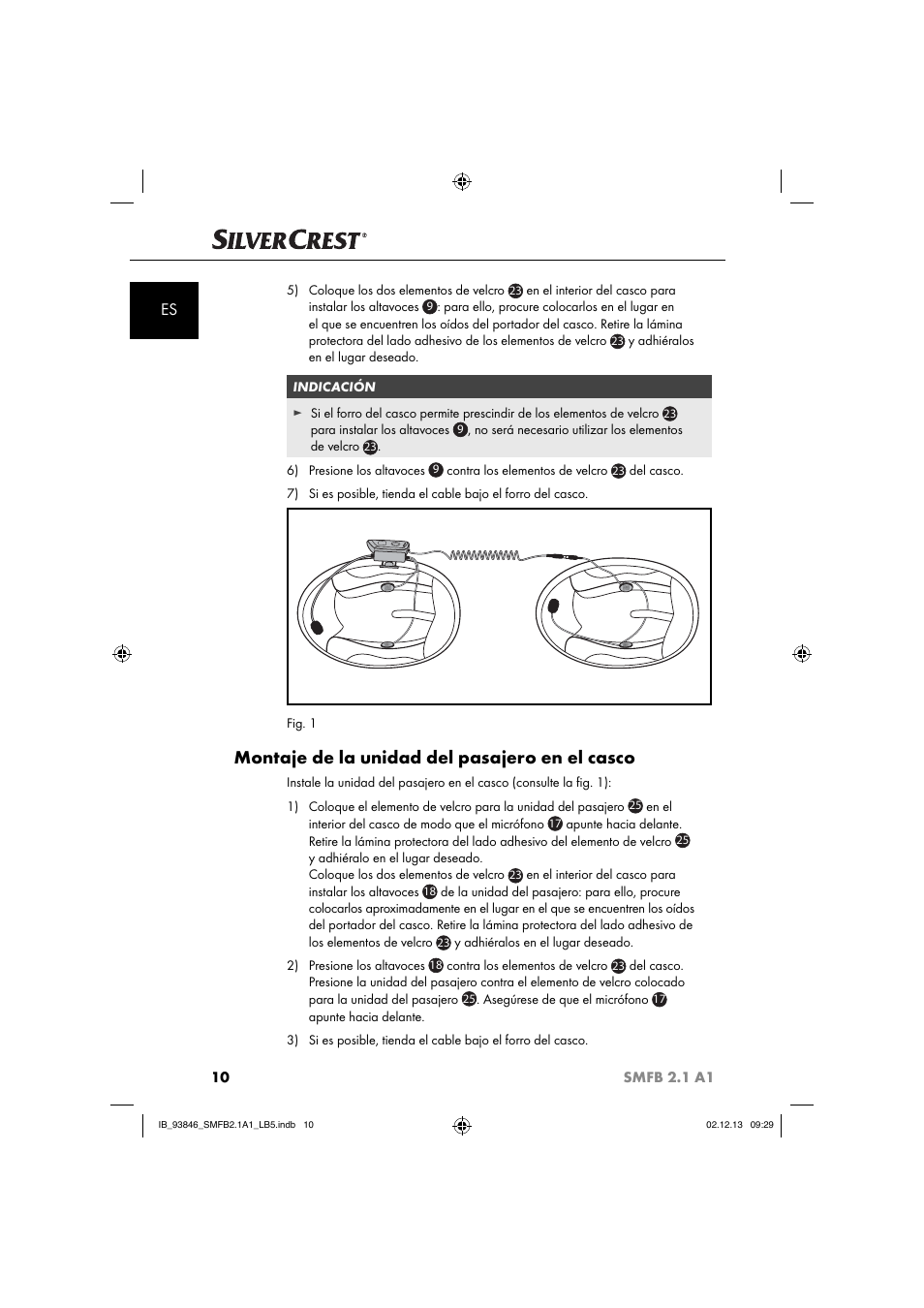 Montaje de la unidad del pasajero en el casco | Silvercrest SMFB 2.1 A1 User Manual | Page 14 / 78