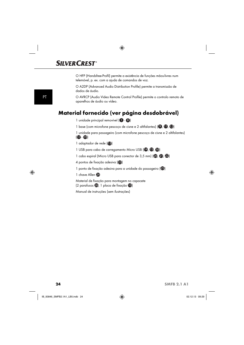 Material fornecido (ver página desdobrável) | Silvercrest SMFB 2.1 A1 User Manual | Page 28 / 78