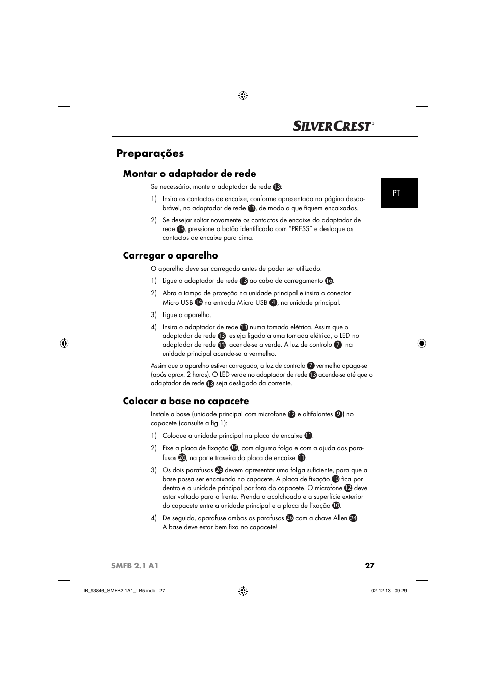 Preparações, Montar o adaptador de rede, Carregar o aparelho | Colocar a base no capacete | Silvercrest SMFB 2.1 A1 User Manual | Page 31 / 78