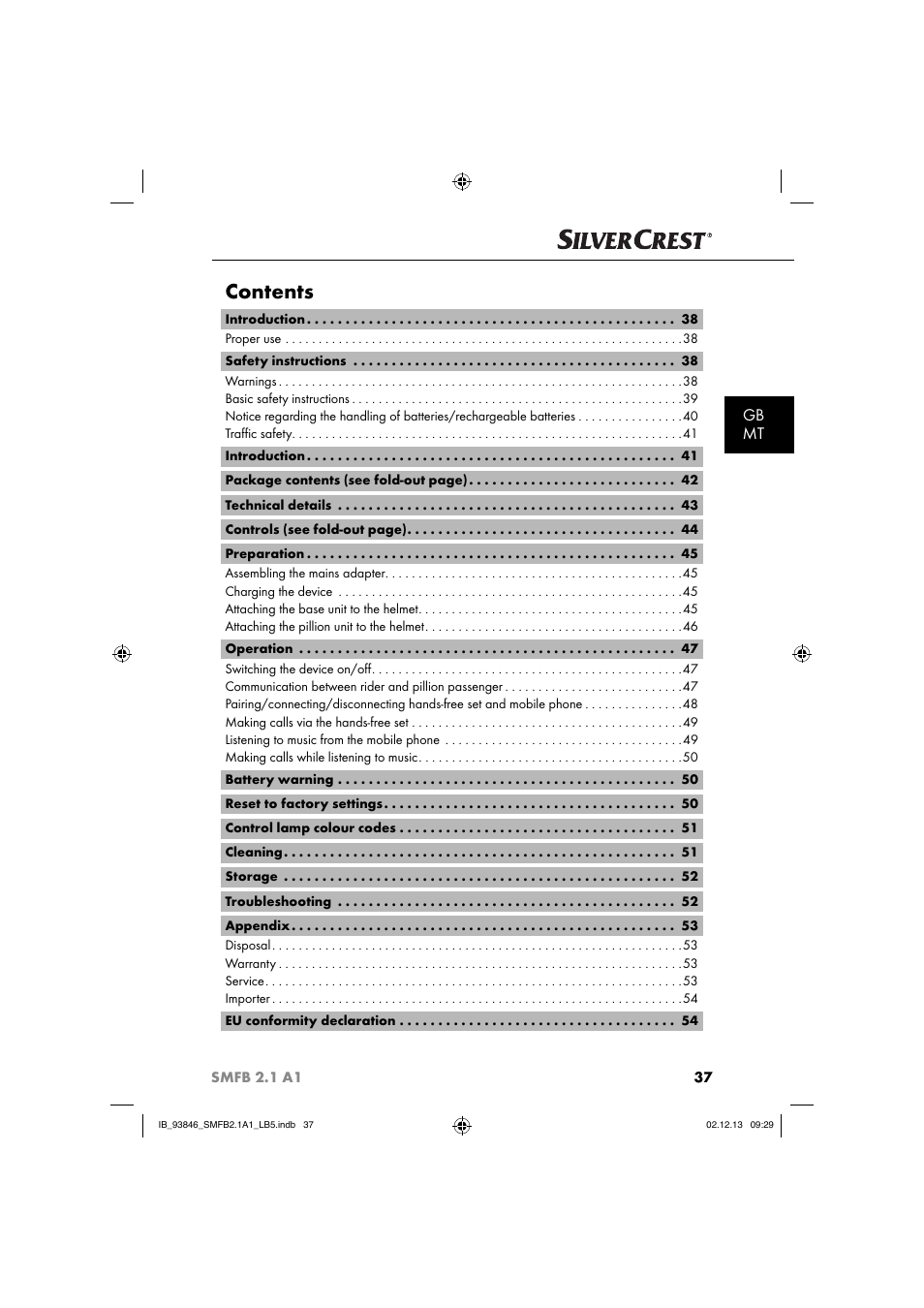 Silvercrest SMFB 2.1 A1 User Manual | Page 41 / 78