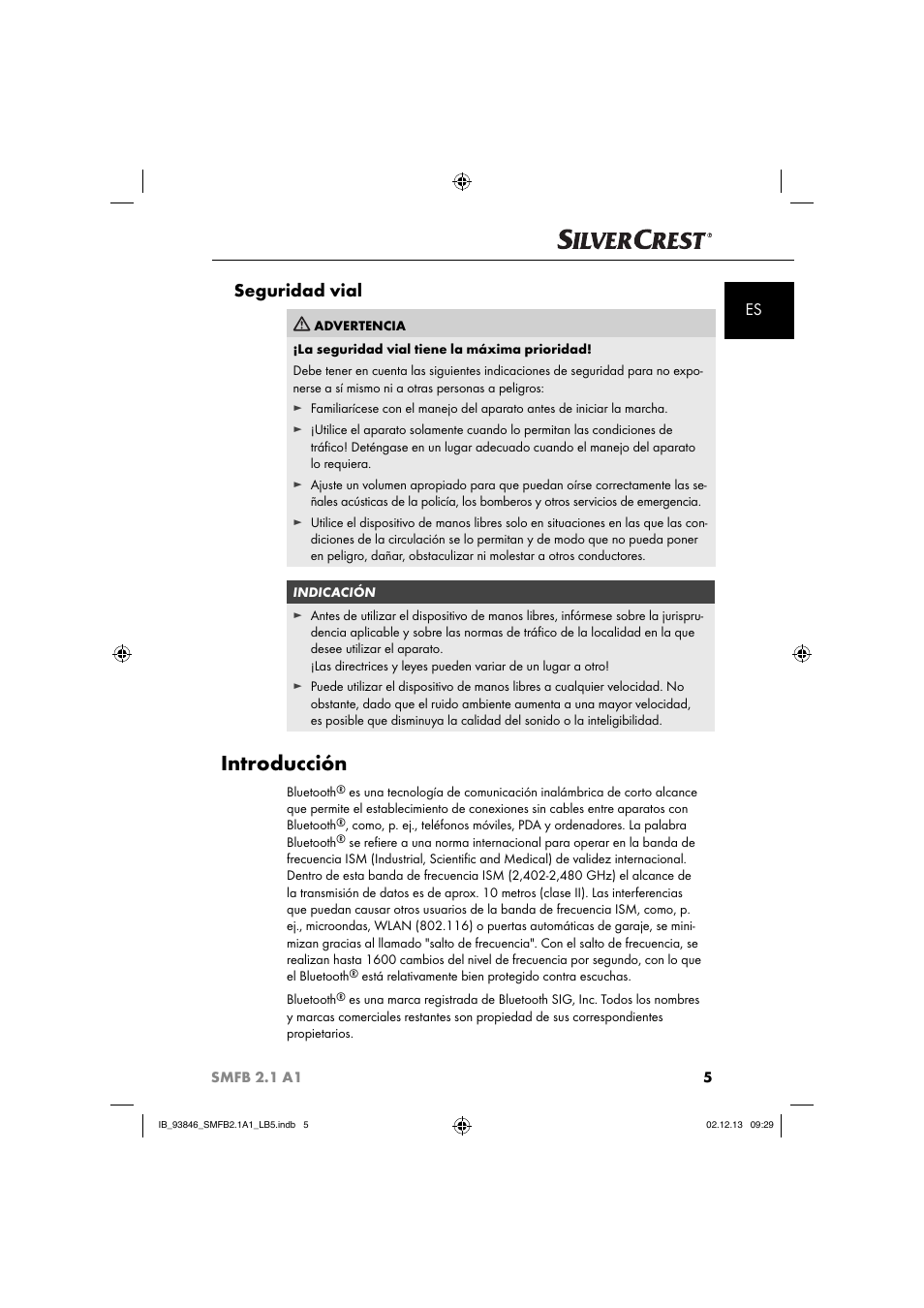 Introducción, Seguridad vial | Silvercrest SMFB 2.1 A1 User Manual | Page 9 / 78