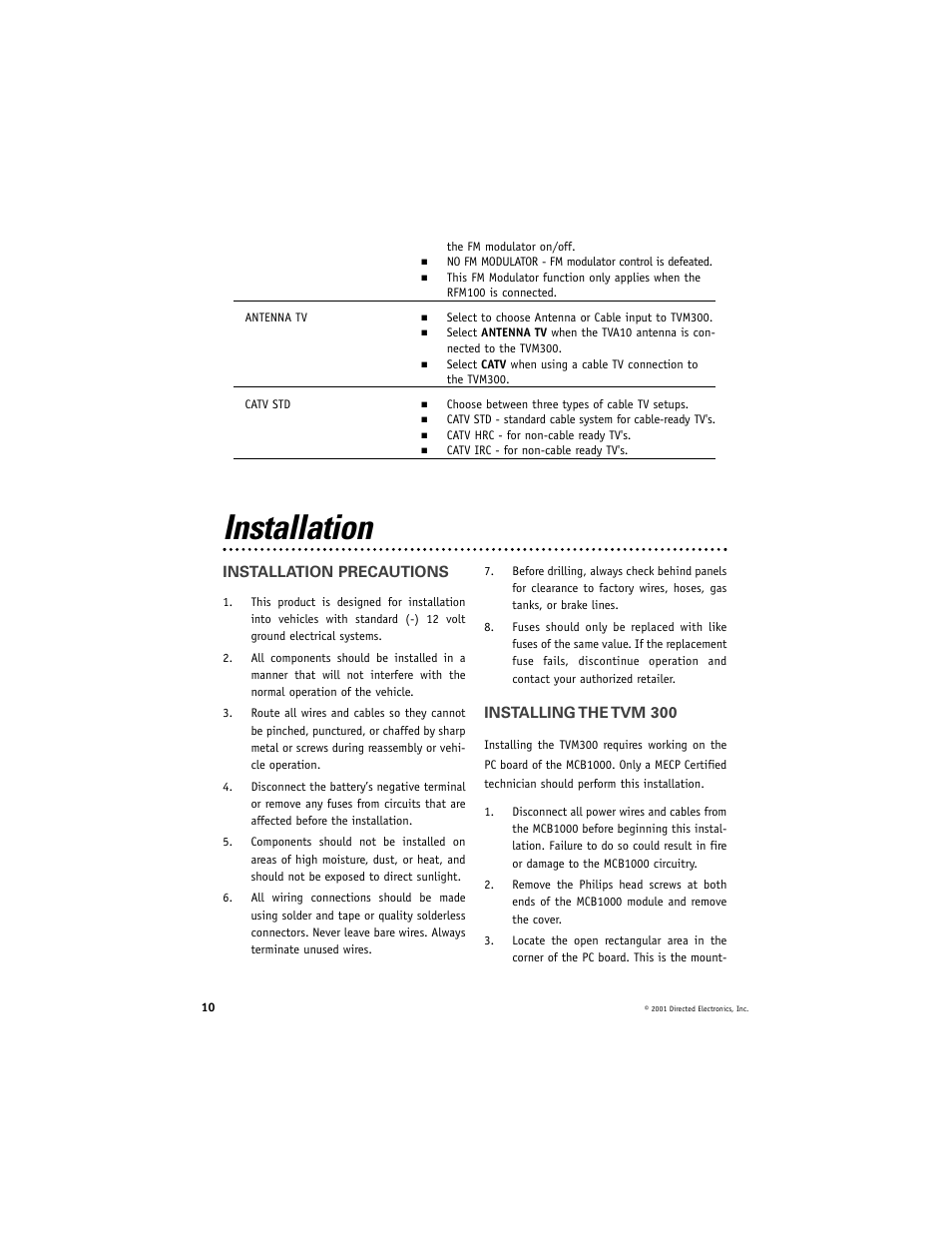 Installation | Directed Video MCB1000 User Manual | Page 10 / 16