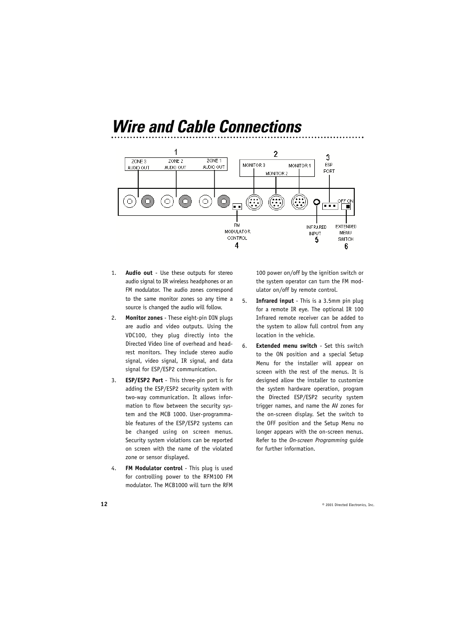 Wire and cable connections | Directed Video MCB1000 User Manual | Page 12 / 16