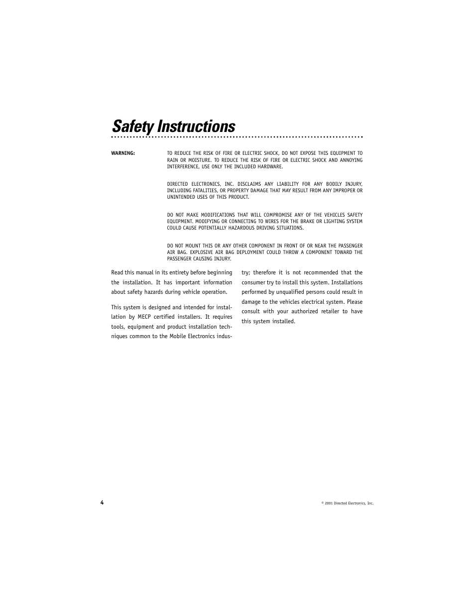 Safety instructions | Directed Video MCB1000 User Manual | Page 4 / 16