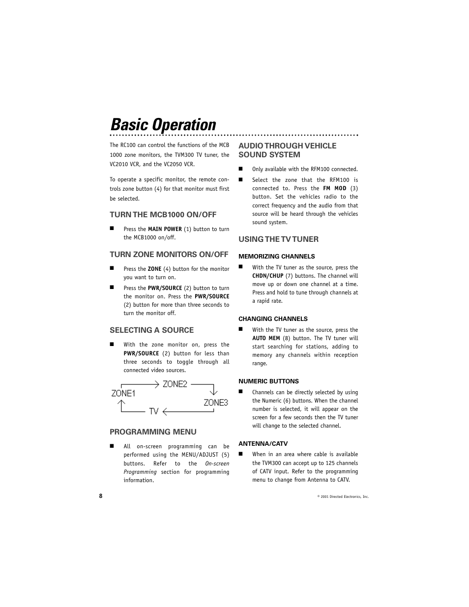 Basic operation | Directed Video MCB1000 User Manual | Page 8 / 16