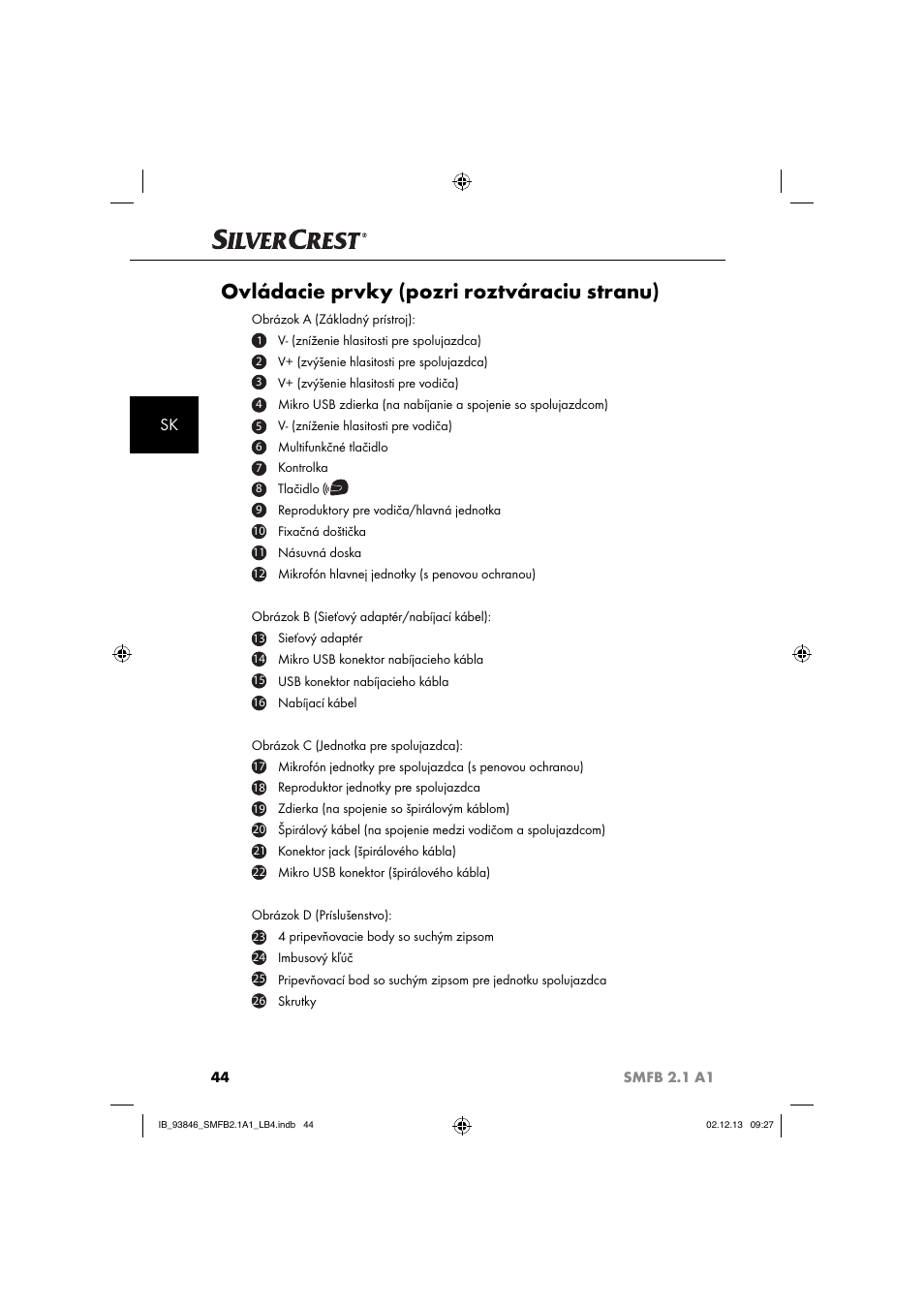 Ovládacie prvky (pozri roztváraciu stranu) | Silvercrest SMFB 2.1 A1 User Manual | Page 48 / 78