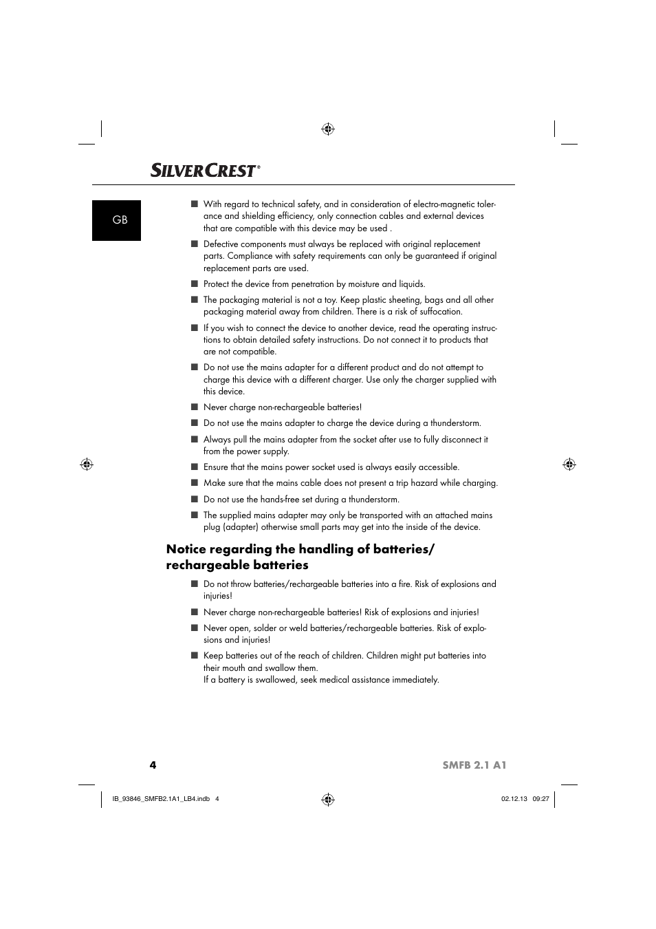 Silvercrest SMFB 2.1 A1 User Manual | Page 8 / 78