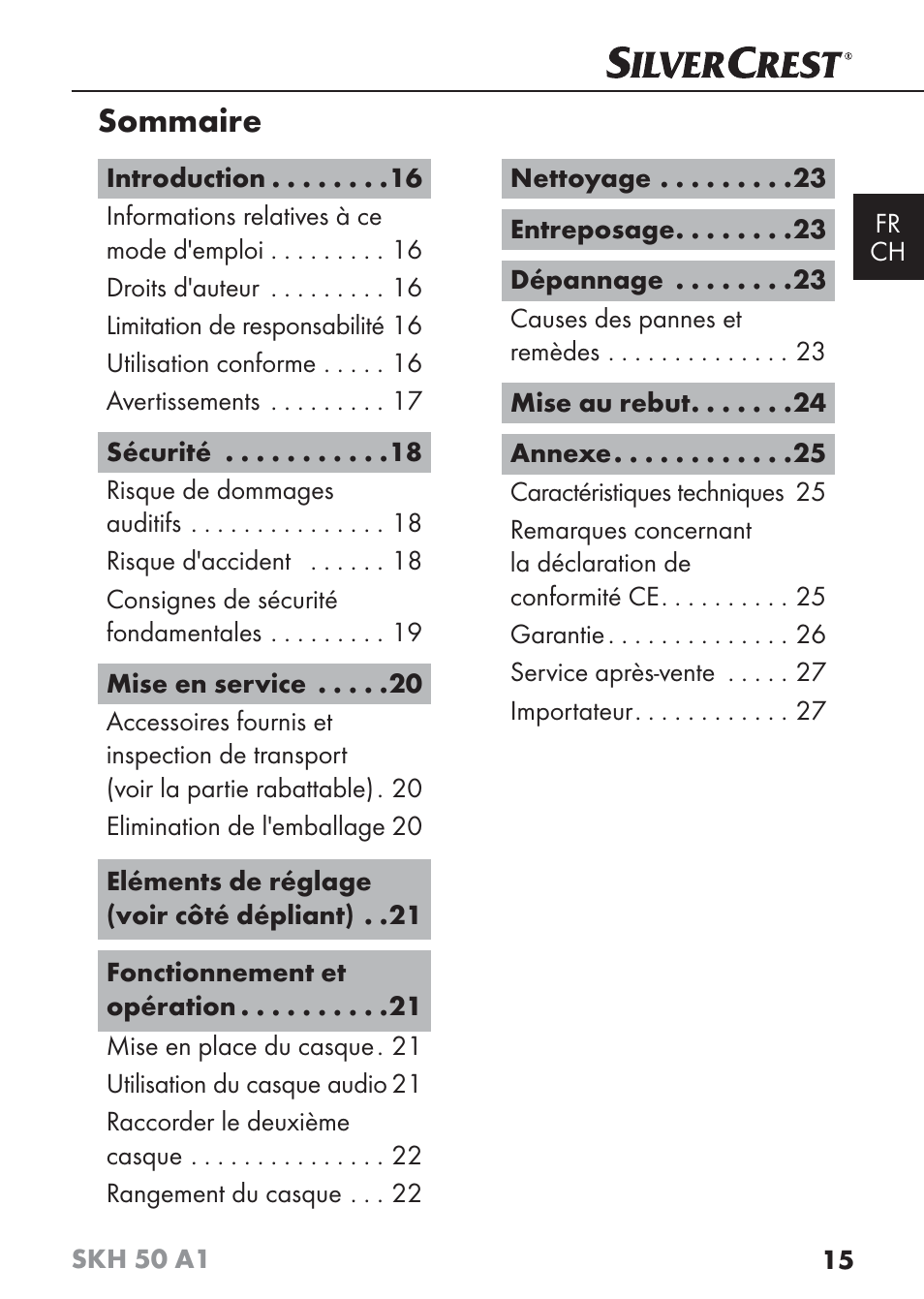 Sommaire | Silvercrest SKH 50 A1 User Manual | Page 18 / 59