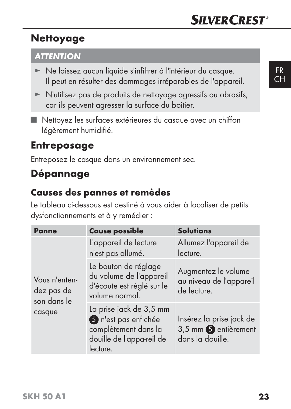 Nettoyage, Entreposage, Dépannage | Silvercrest SKH 50 A1 User Manual | Page 26 / 59