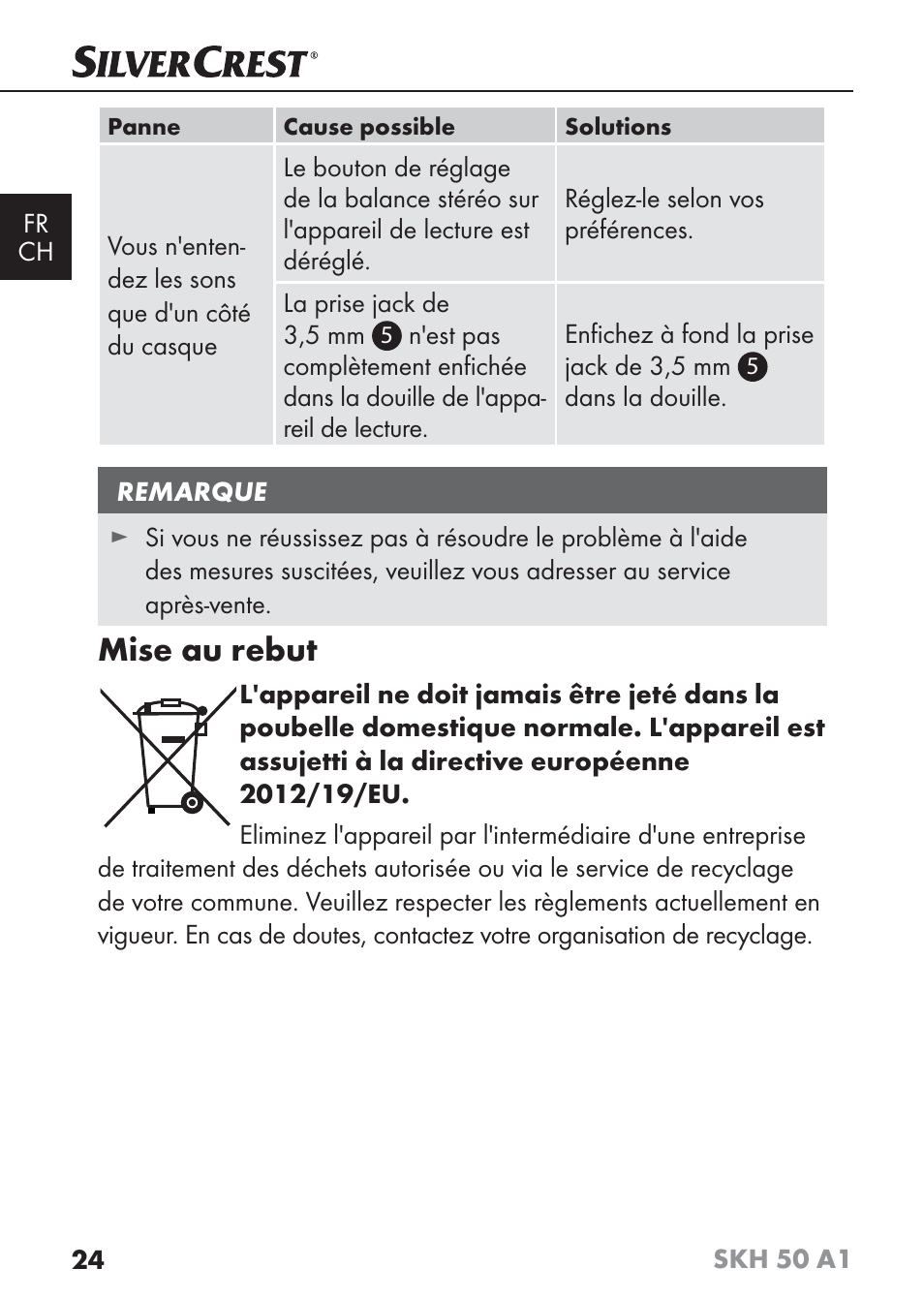 Mise au rebut | Silvercrest SKH 50 A1 User Manual | Page 27 / 59