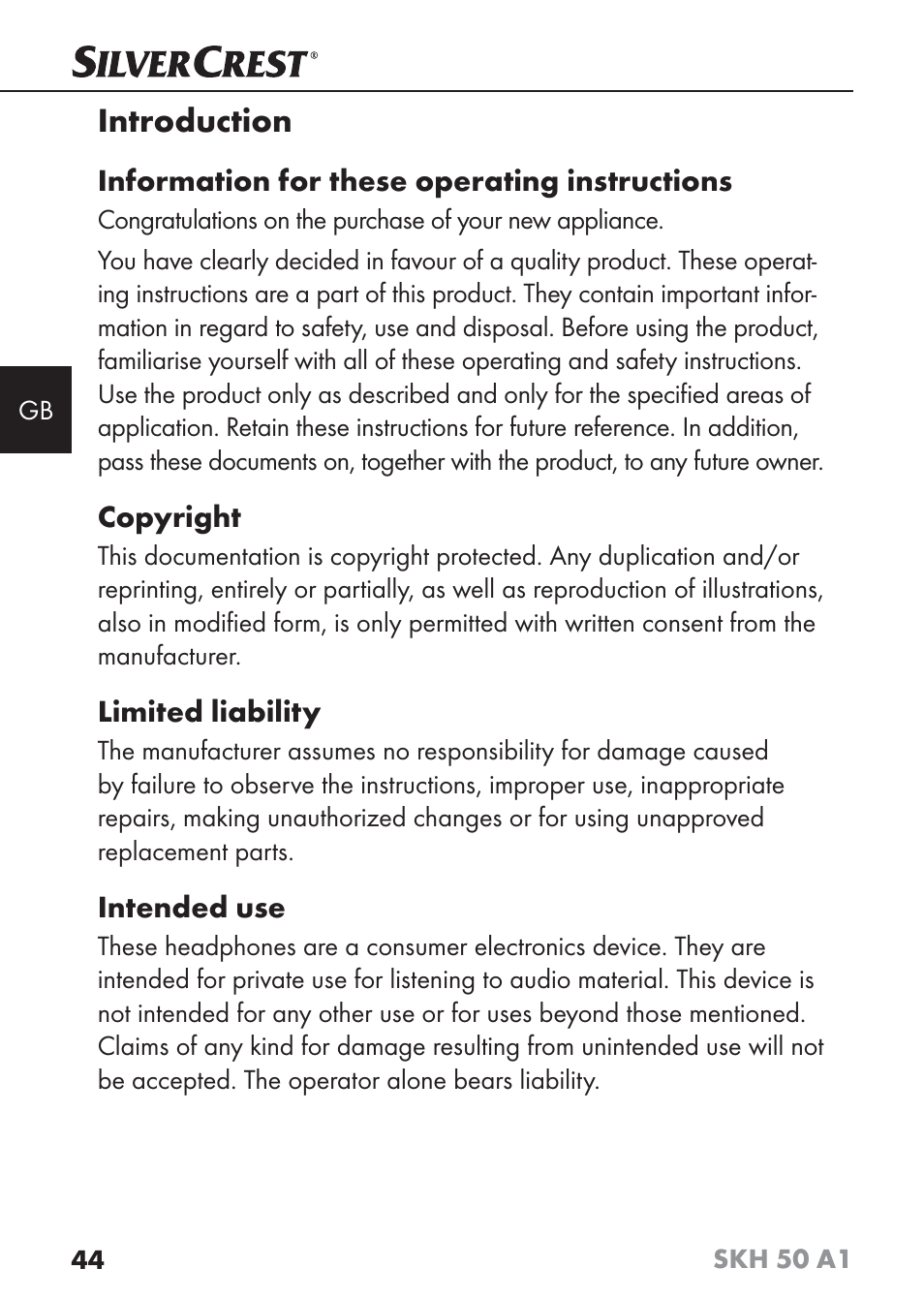 Introduction | Silvercrest SKH 50 A1 User Manual | Page 47 / 59