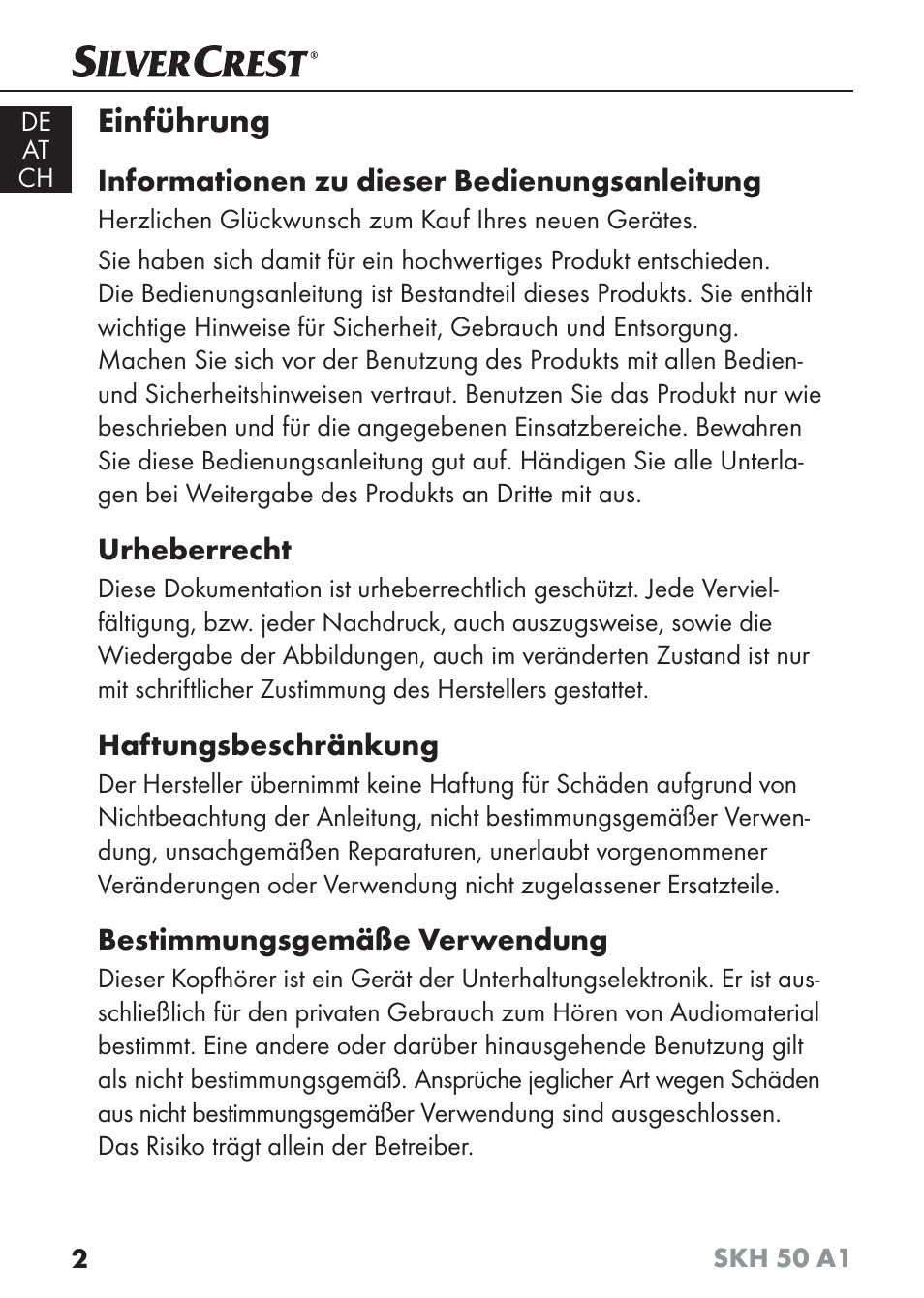 Einführung | Silvercrest SKH 50 A1 User Manual | Page 5 / 59