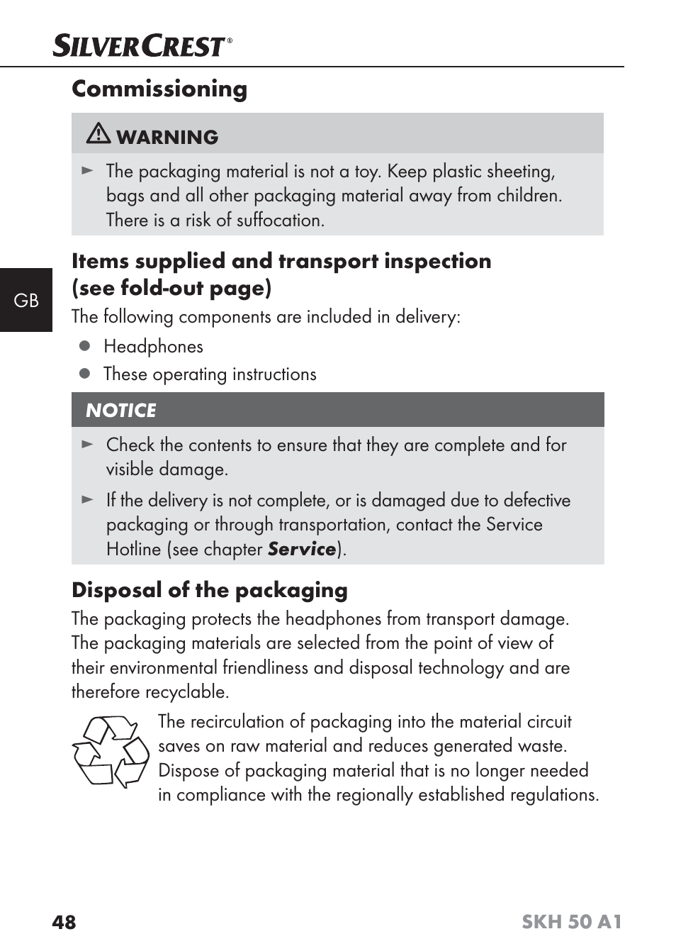Commissioning | Silvercrest SKH 50 A1 User Manual | Page 51 / 59