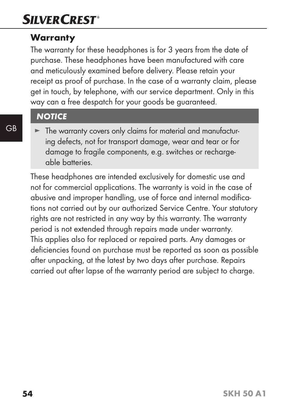 Warranty | Silvercrest SKH 50 A1 User Manual | Page 57 / 59