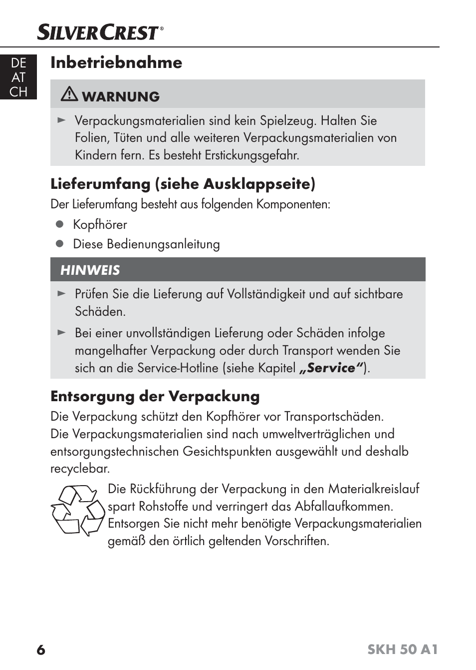 Inbetriebnahme | Silvercrest SKH 50 A1 User Manual | Page 9 / 59