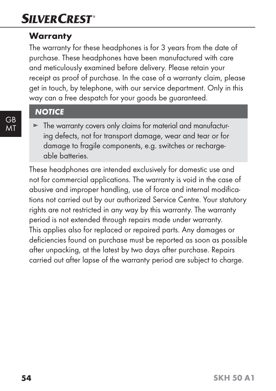 Warranty | Silvercrest SKH 50 A1 User Manual | Page 57 / 73