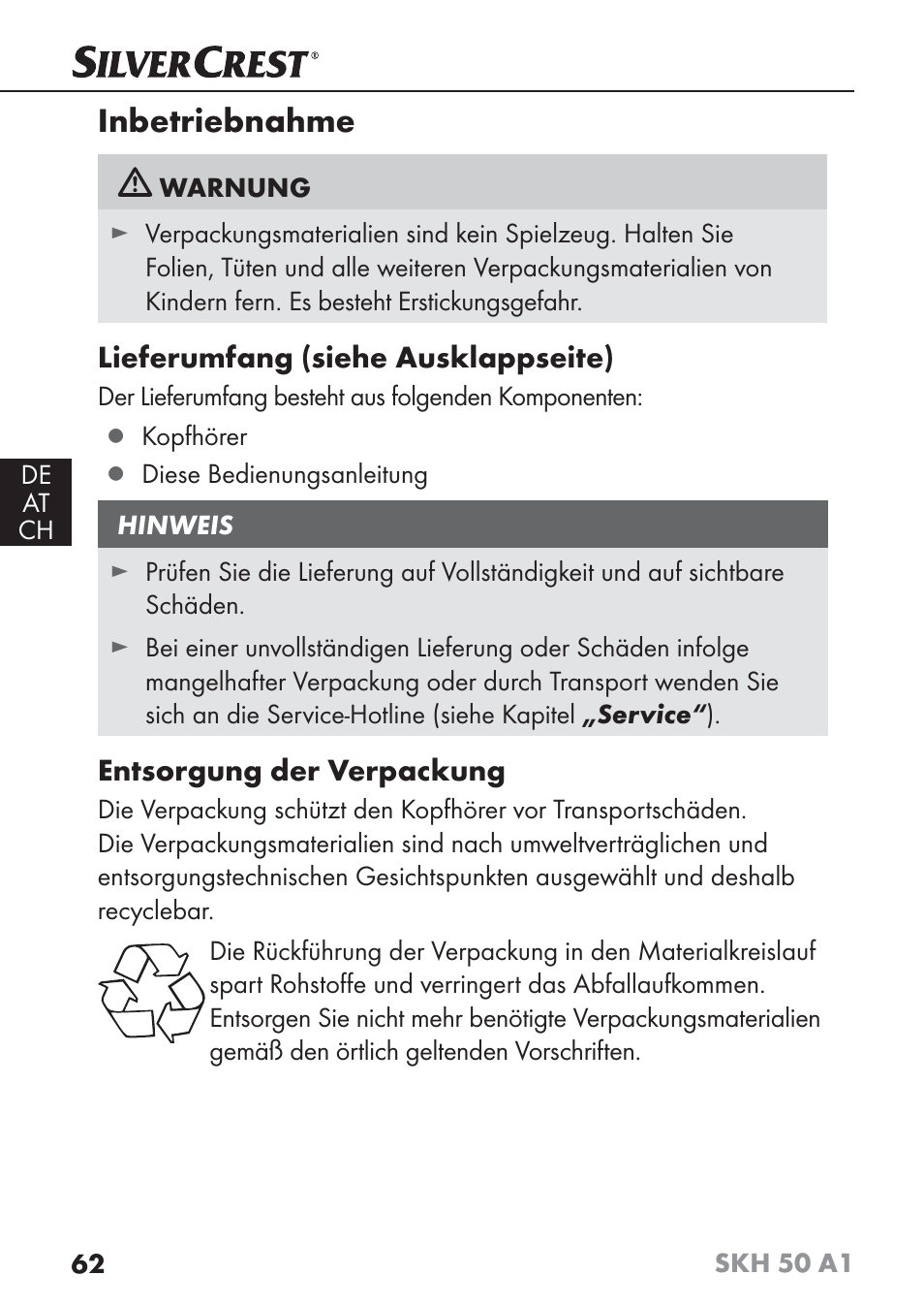 Inbetriebnahme | Silvercrest SKH 50 A1 User Manual | Page 65 / 73