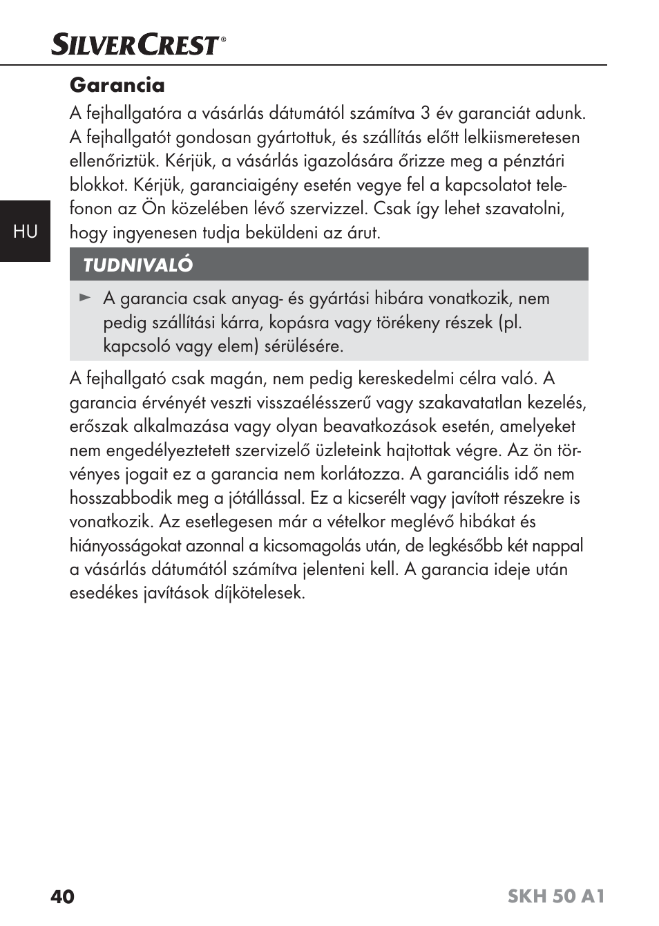 Garancia | Silvercrest SKH 50 A1 User Manual | Page 43 / 101