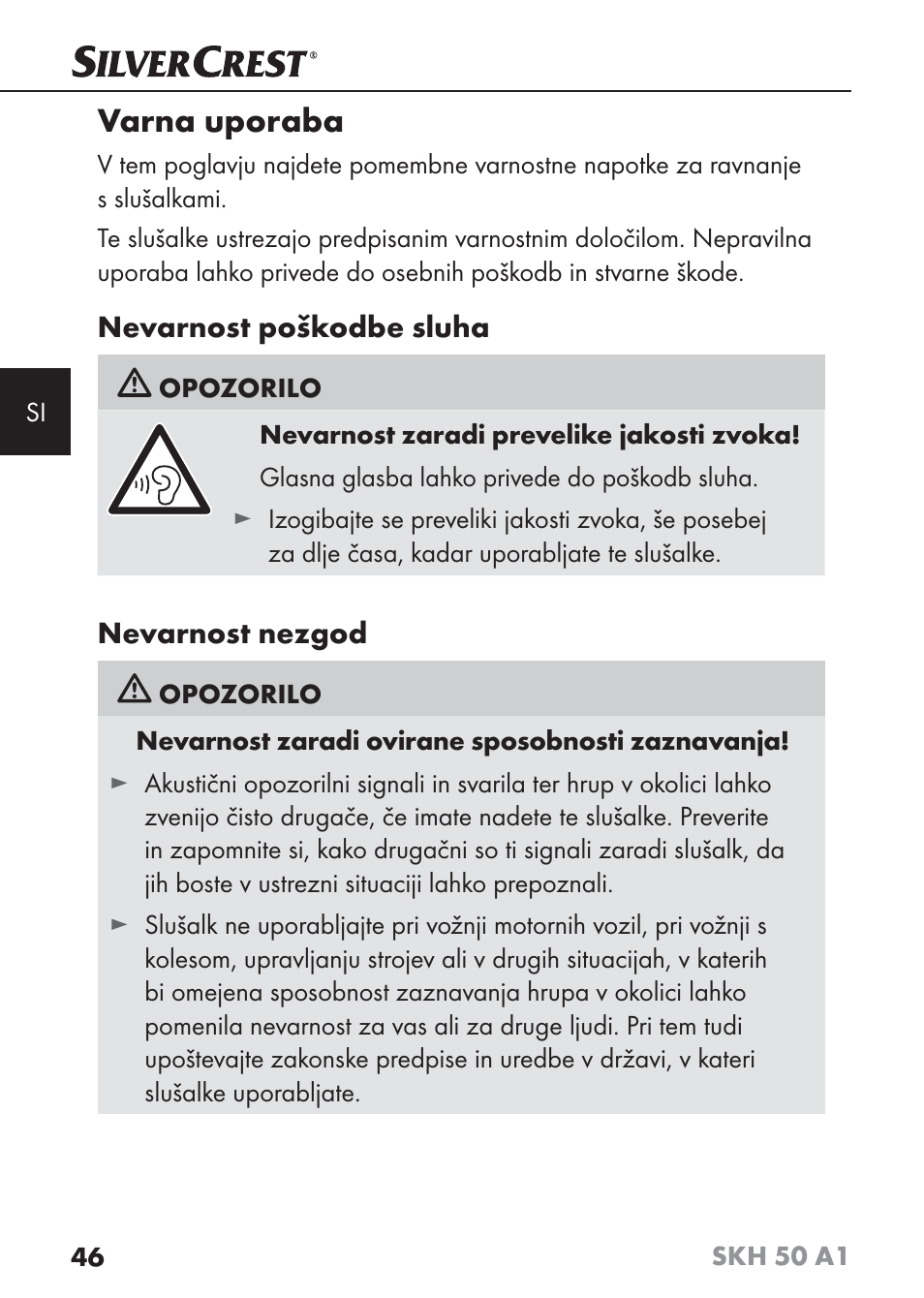 Varna uporaba | Silvercrest SKH 50 A1 User Manual | Page 49 / 101