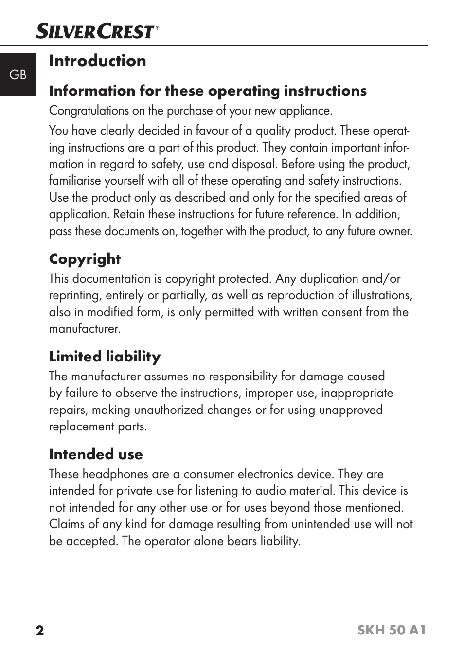 Introduction | Silvercrest SKH 50 A1 User Manual | Page 5 / 101