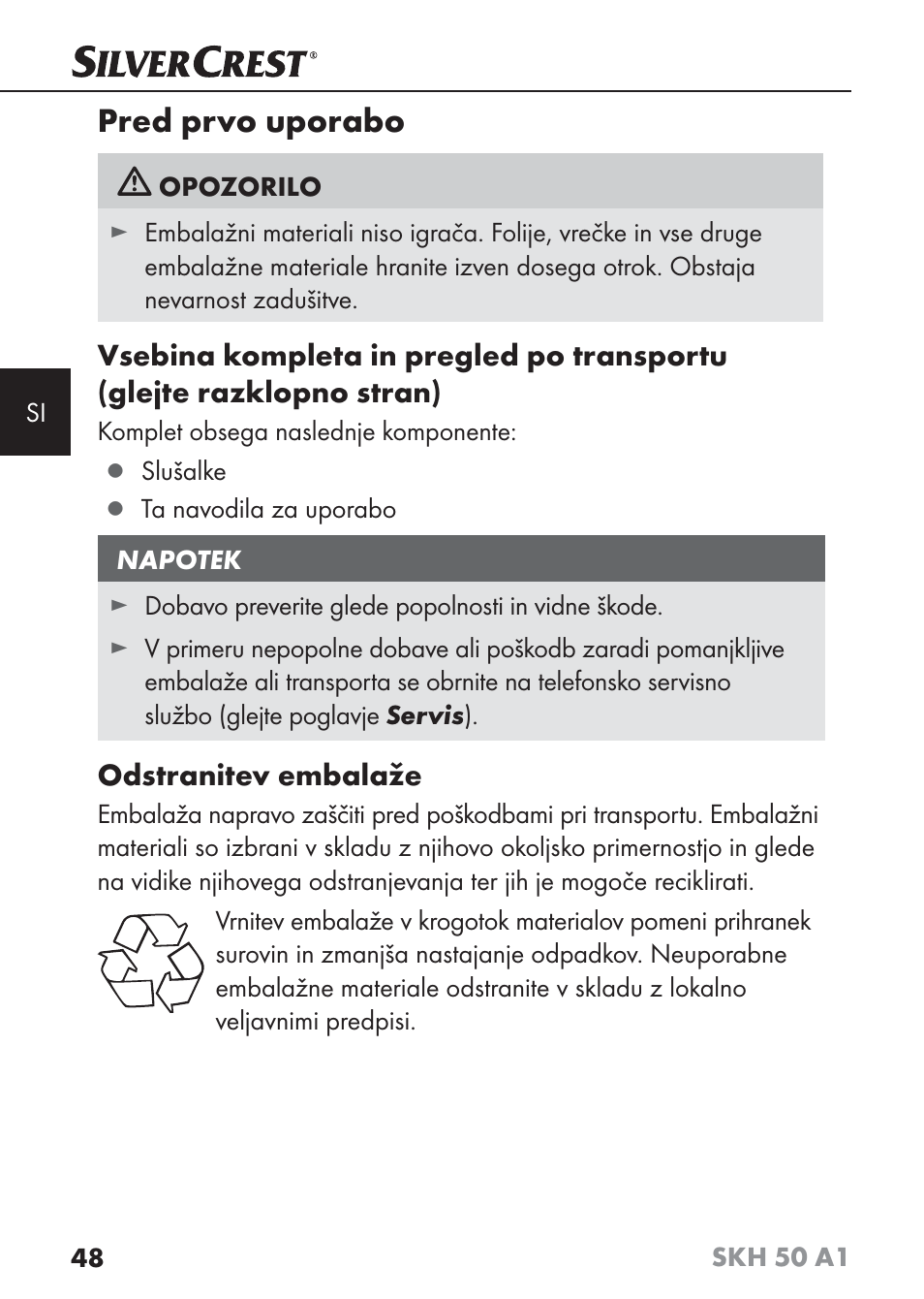 Pred prvo uporabo | Silvercrest SKH 50 A1 User Manual | Page 51 / 101