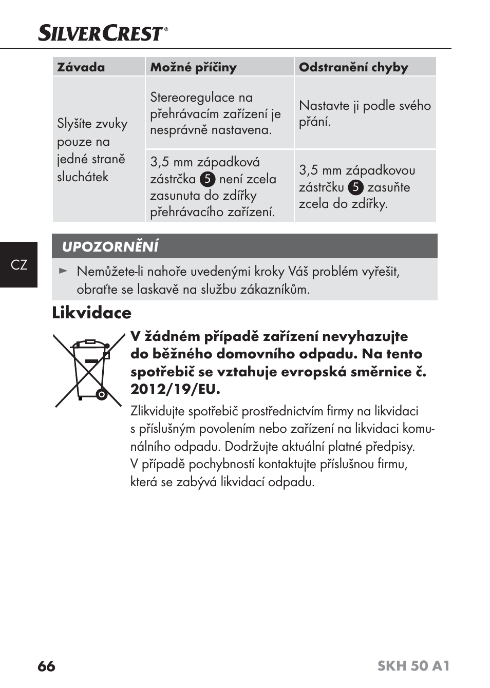 Likvidace | Silvercrest SKH 50 A1 User Manual | Page 69 / 101