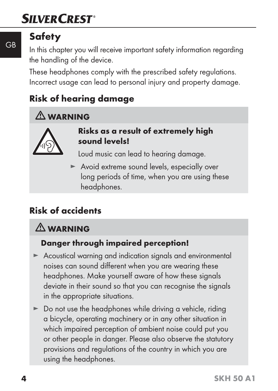 Safety | Silvercrest SKH 50 A1 User Manual | Page 7 / 101